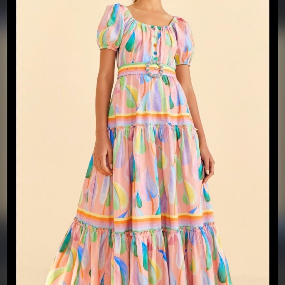 EUC Sz S FARM Rio maxi dress with belt - Picture 2 of 10